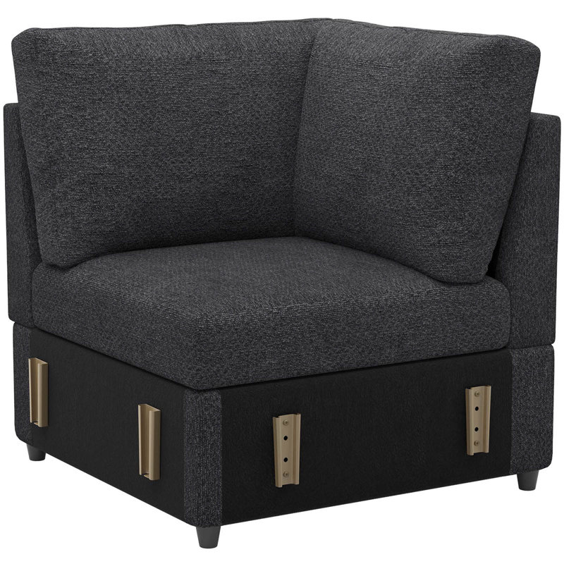 Module de siège simple sans accoudoirs pour canapé modulaire modulaire, Chenille grise foncée
