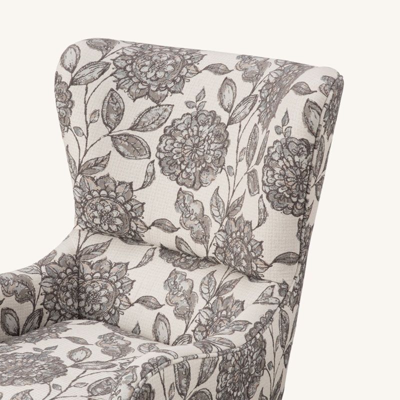 Chaise avec accoudoirs recouverts de tissu d'ameublement, Brun, Tissu multicolore