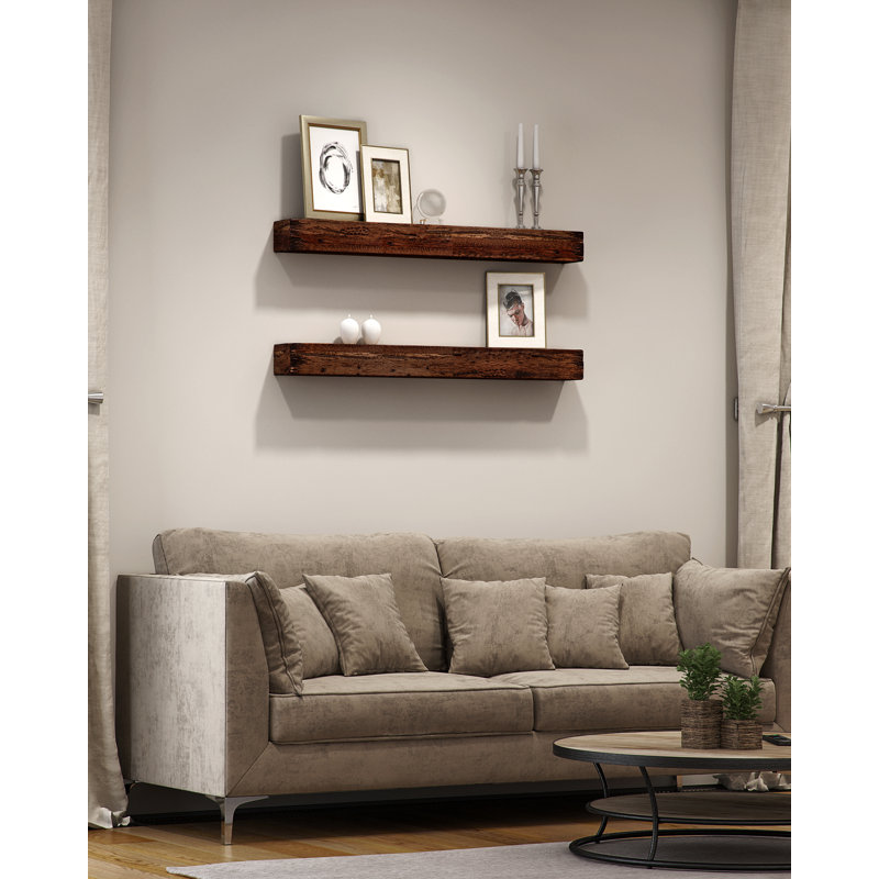 Ausia 2 Piece Acacia Solid Wood Floating Shelf, 4.5" H x 48" W x 5.8" D