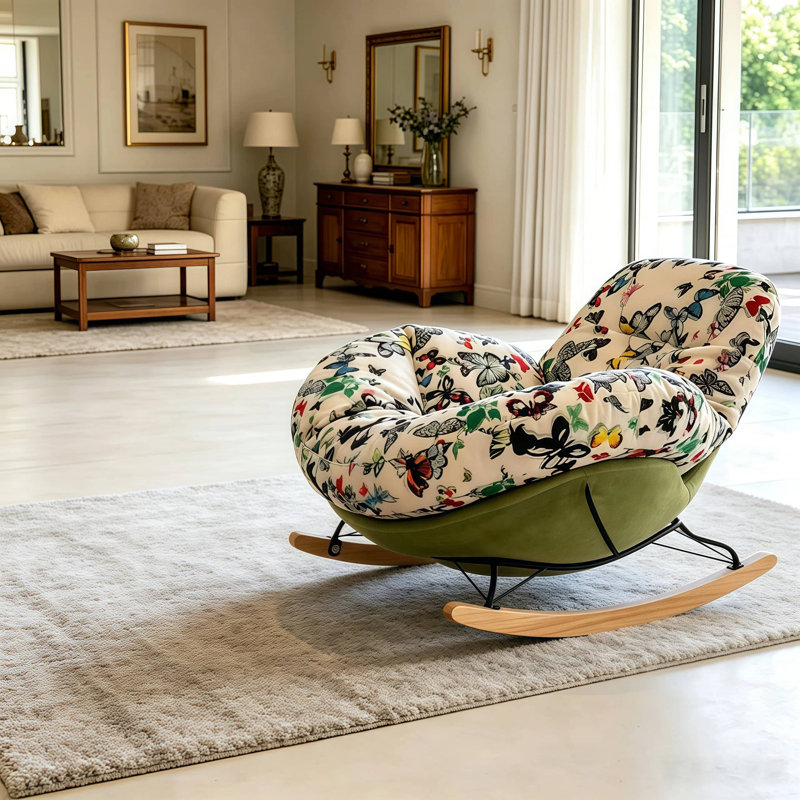 Chaise berçante rembourrée élégante
