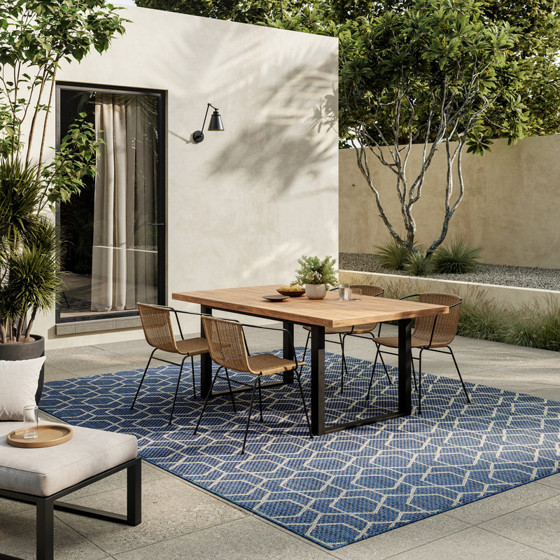 Reidy Modern Indoor/Outdoor Rug, Rectangle 9' x 12', Denim