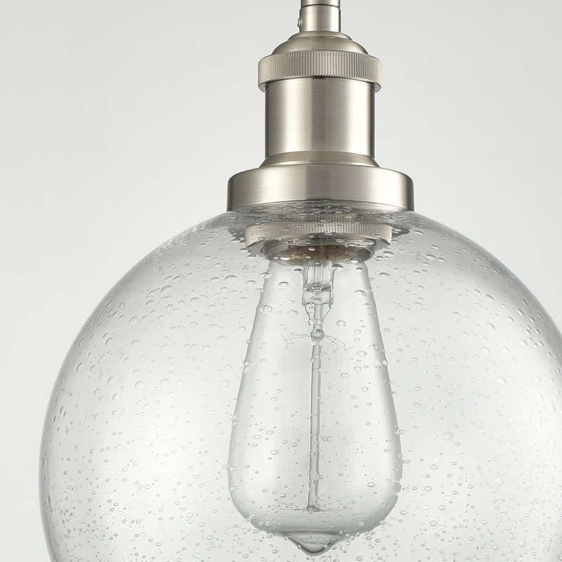Luminaire suspendu avec abat-jour en verre sphérique, Nickel brossé