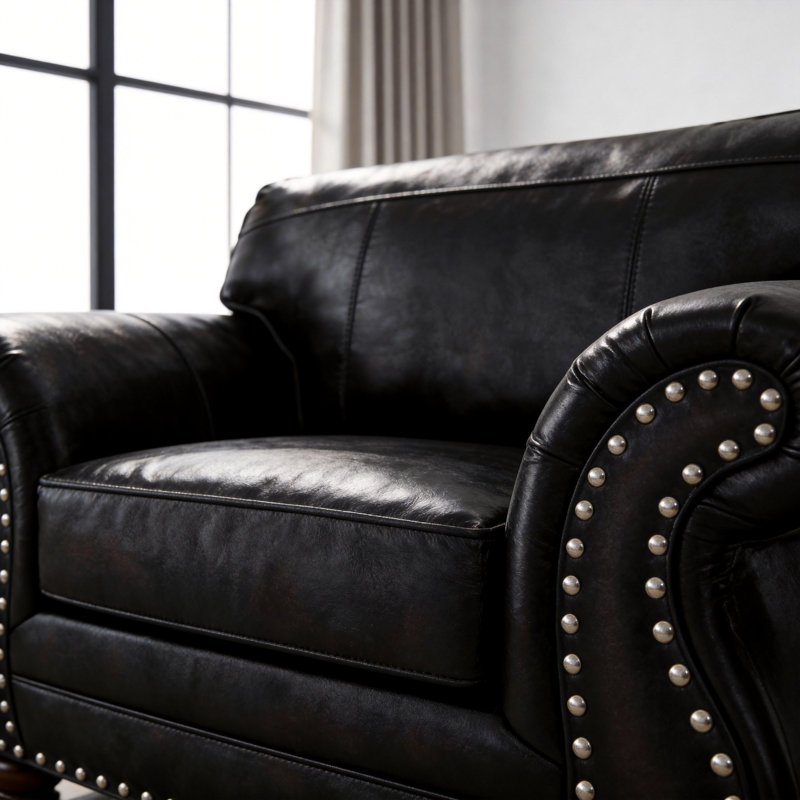 Fauteuil avec repose-pieds de 47 po Macalla, Noir