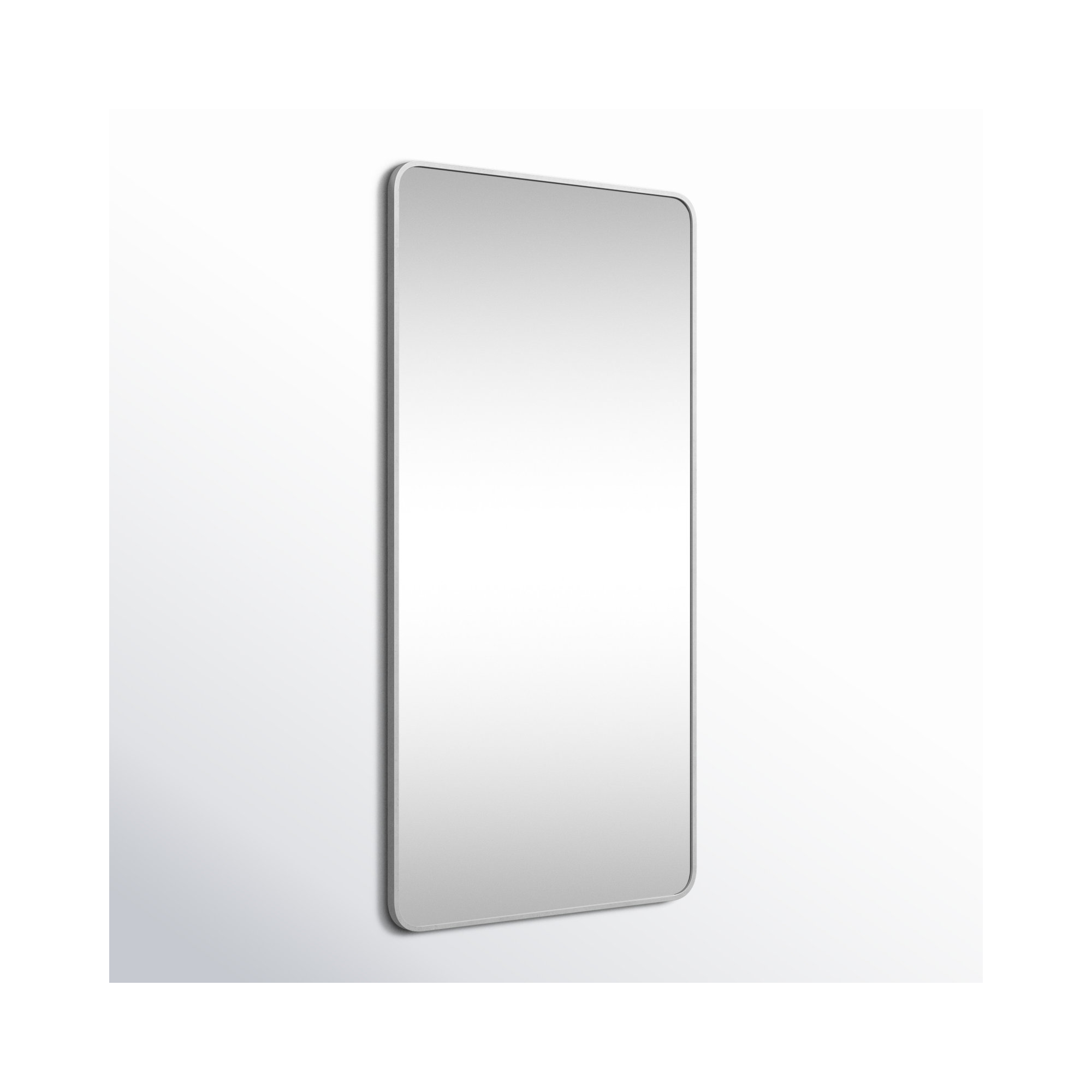 Sabine Metal Rounded Rectangle Wall Mirror, Silver, 60" x 30"
