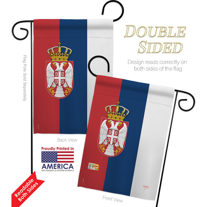 Ensemble de drapeaux décoratifs en polyester 2 faces 19 x 13 po 2 pièces serbia impressions