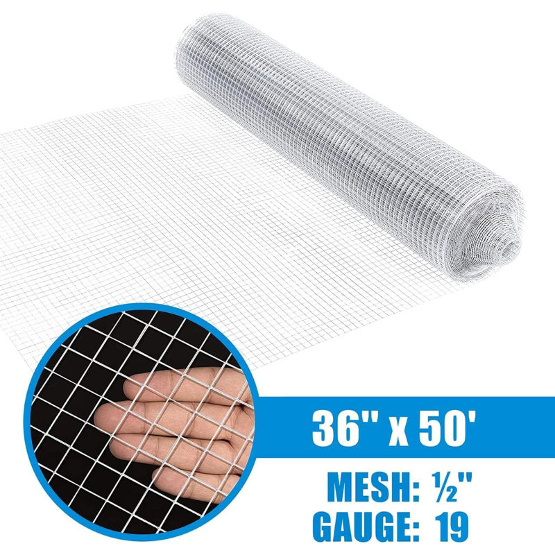 3 ft. x 50 ft. 19 Gauge Hot-Dipped Galvanized Hardware Cloth with Mesh Size 1/2" x 1/2" for Chicken Coop/Run/Cage/Pen/Vegetables Garden and Home Improvement Project