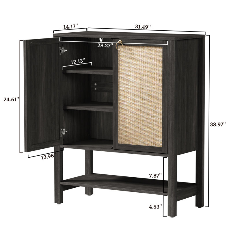 Armoire à chaussures avec tablettes réglables Pomodoro Boho, Obsidienne, Ensemble de 2
