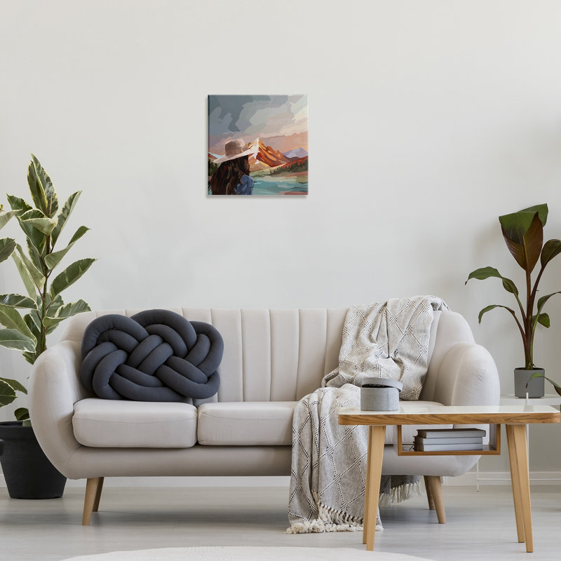«Vibrant Mountain View with Girl», art mural par Amelia Noyes, 17" H x 17" W