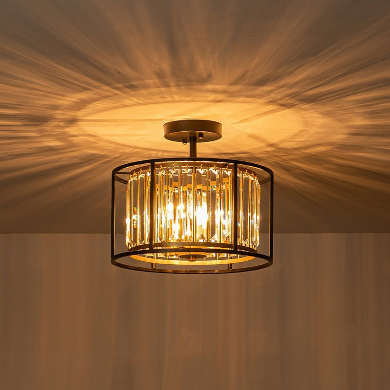 Plafonnier semi-encastré en cristal 3 lumières Sarino