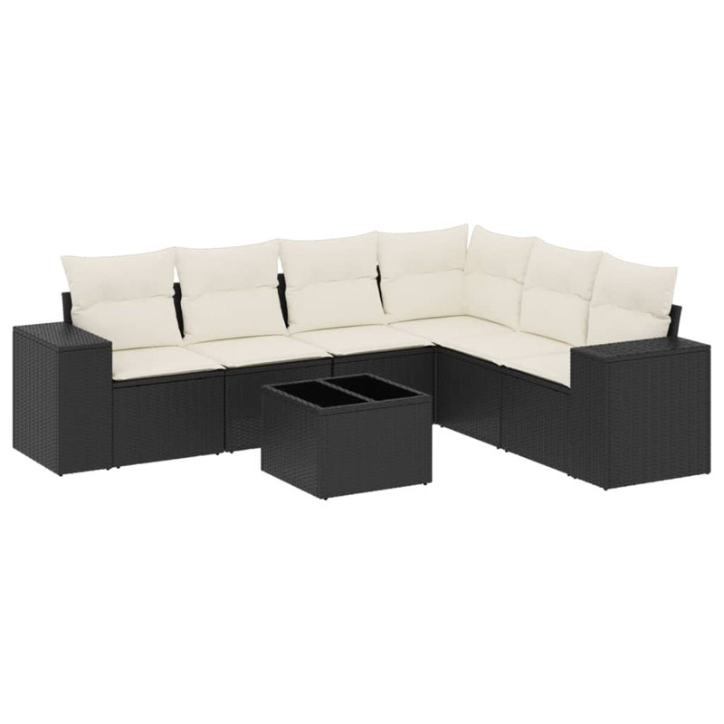 Ensemble de canapé de jardin Vidaxl et rotin PE, verre trempé
