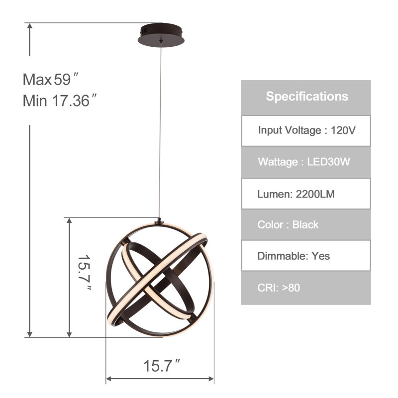 Lustre géométrique à 3 lumières DEL