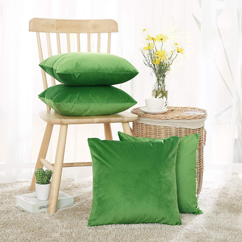 Housse de coussin en velours uni, H 18 po x l 18 po, Vert trèfle