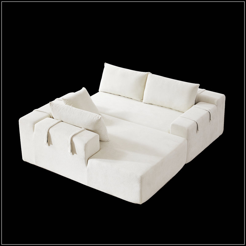 Ensemble de canapé modulaire rembourré en chenille luxueux, parfait pour le confort et les agencements personnalisables dans n'importe quel salon.