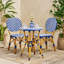 Ensemble d'extérieur en aluminium 3 pièces français, bleu marine, blanc, avec finition en bambou, ensemble de patio, ensemble de conversation, ensemble de sièges de patio-522648897