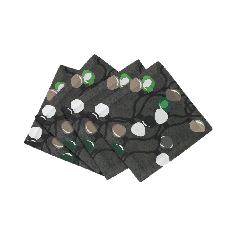 Xmas Tangle Cotton Sateen Cocktail Napkins, Deep Greens