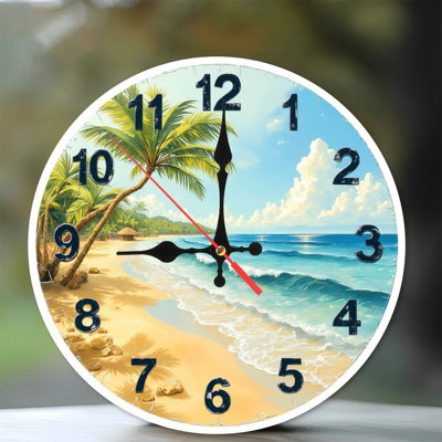 Beach Ocean View Wall Clock Tropical Summer Decor