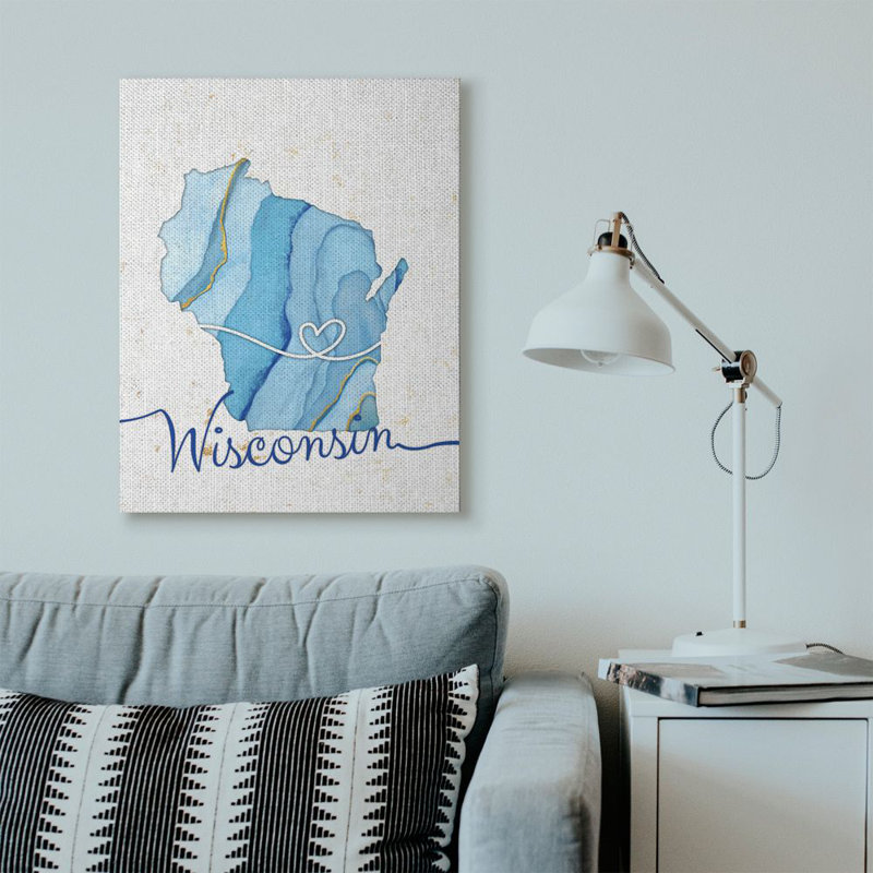 «Wisconsin Agate Blue US State Design», impression sur toile, H 40 po x l 30 po, Toile tendue