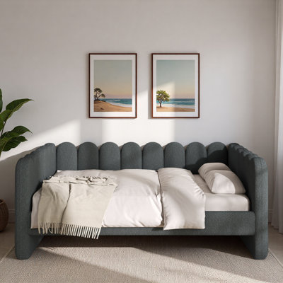 Upholstered Daybed With Curved Ribbed Design