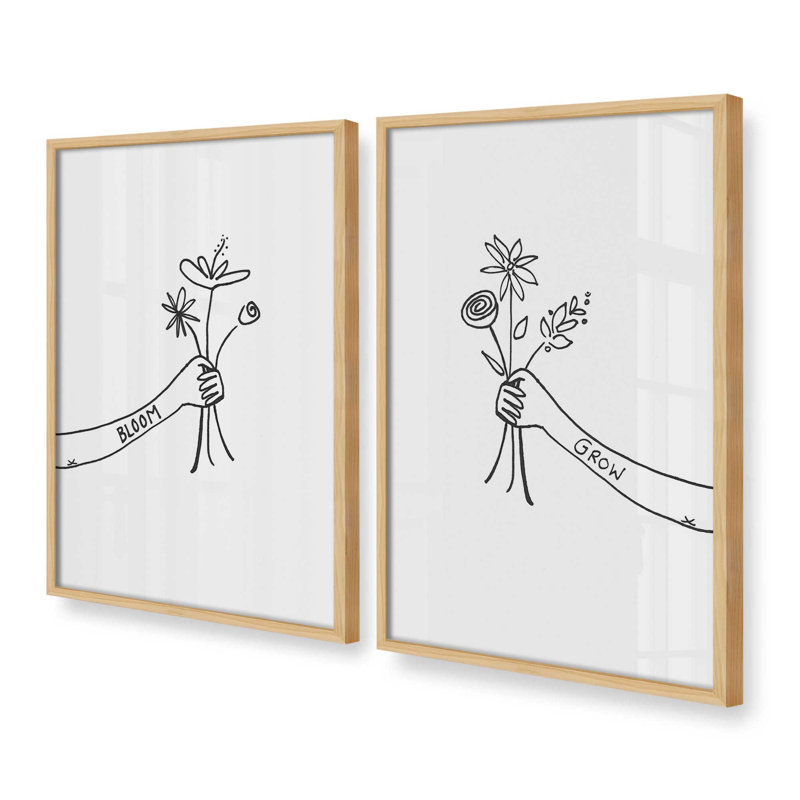 Ensemble de 2 impressions «Grow with love», 12 po x 8 po, Impression encadrée, Érable
