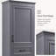 Meuble-lavabo vertical autoportant de 71 pouces: design moderne et élégant; portes et tiroirs amortisseurs; tablettes fixes et réglables pour un grand espace de rangement.