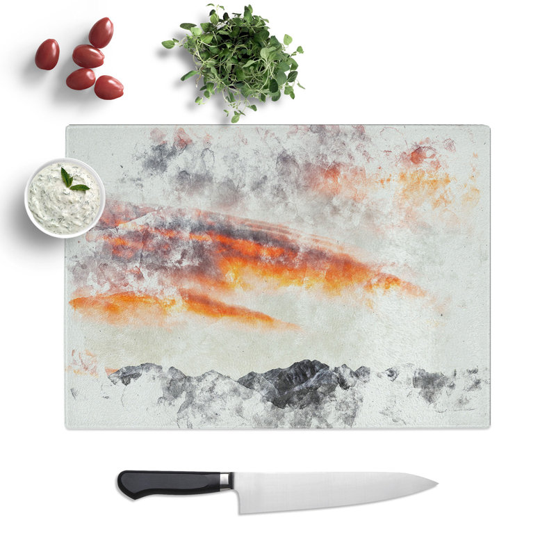 Tempered Glass Covered with Clouds Chopping Board, 28.5 cm x 39 cm