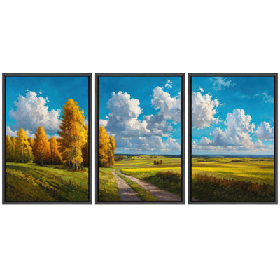 Art d'automne doré, images de salon, impression sur toile encadrée, 3 pièces, 16 po x 24 po x 3 pièces