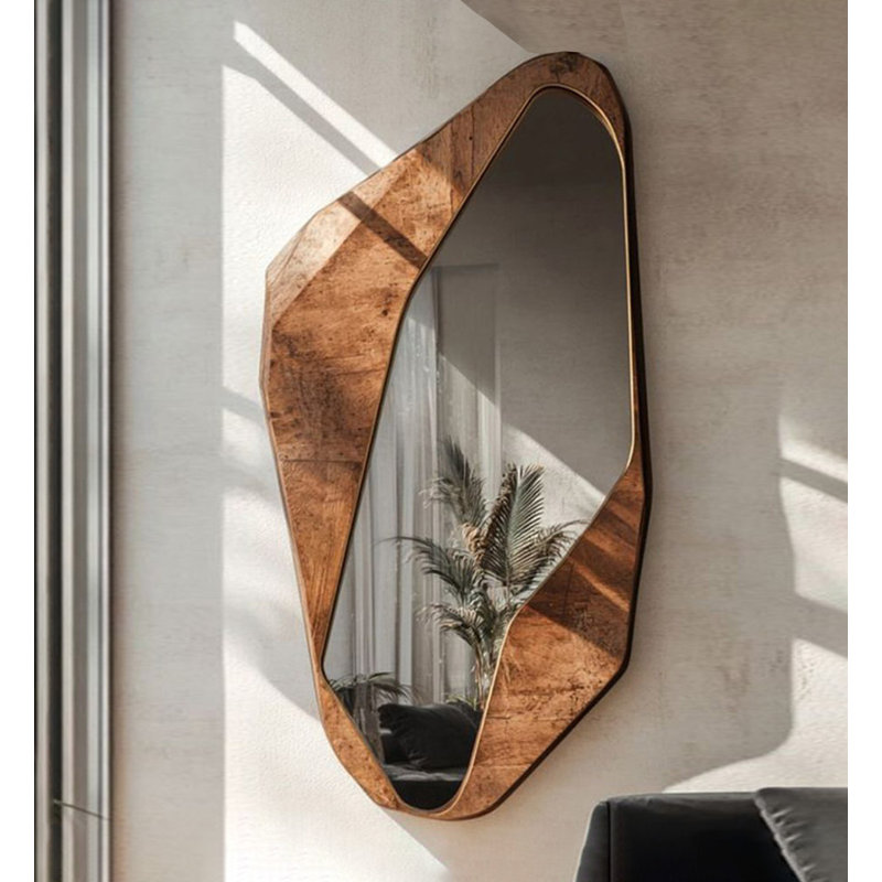Miroir mural rétro en bois massif