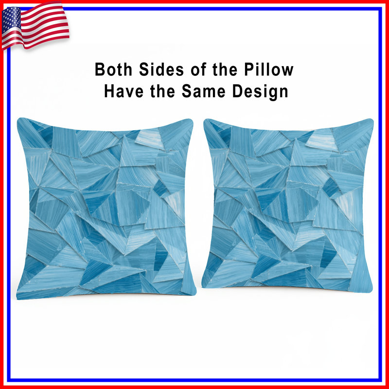Blue Triangular Shapes Double Sided Throw Pillows, 26 x 26 inches