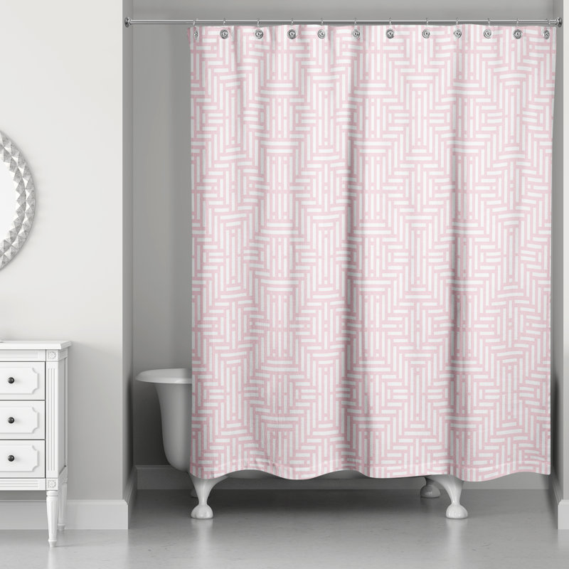 Rideau de douche simple géométrique Travers, Rosé