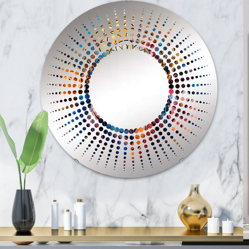 Starburst Decorative Mirror, 31.4" x 31.4", Bleu / jaune Dreamcatchers Whimsy I