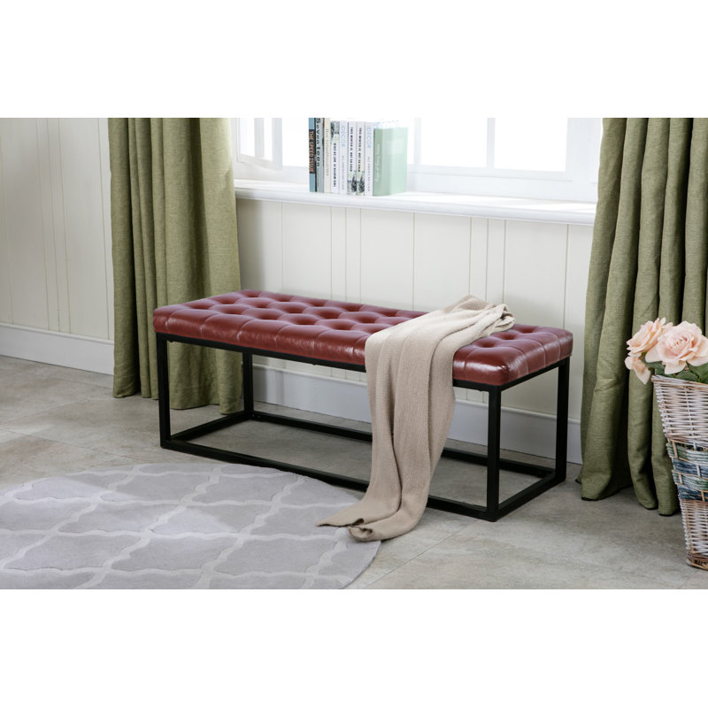 Banc en similicuir avec pieds en métal Holtman, Brun