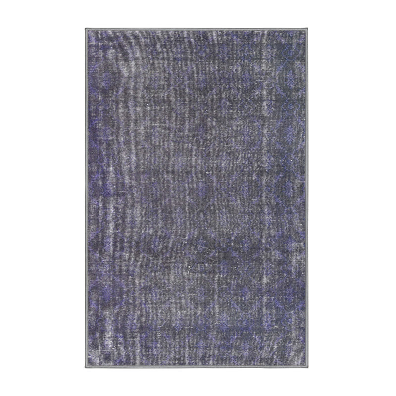 Tapis de zone bleu ardoise contemporaine, Rectangle 5 pi x 7 pi