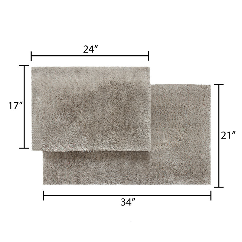 Luxury Microfiber Bath Rug Set - 20”X32”/23”X39”, Beige