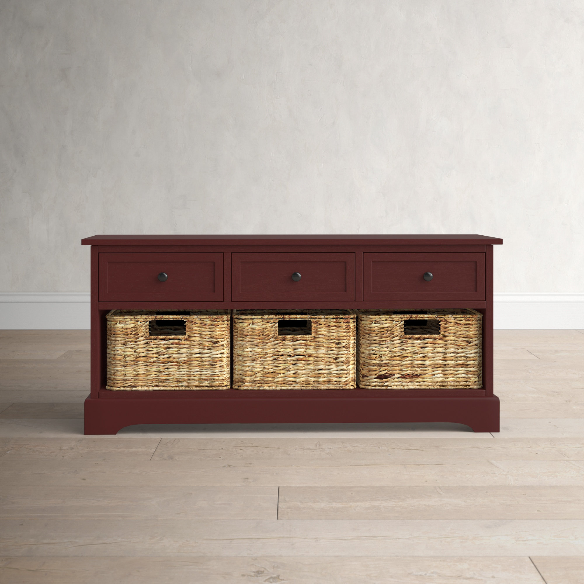 Adayla Solid Wood Drawers Storage Bench, Dark Cherry