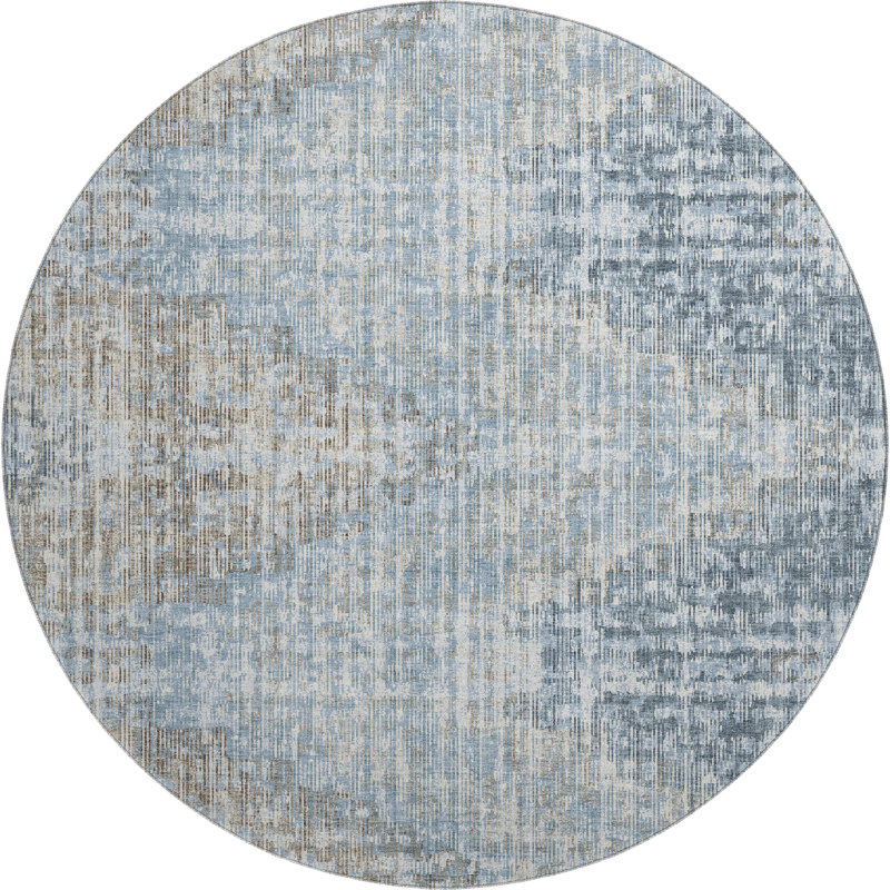 Premium Machine Washable Ansley Geometric Rug, Round 8'