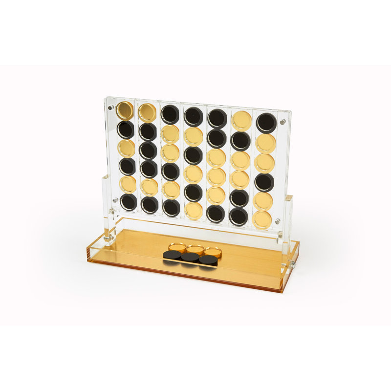 Lucite Four in a Row, Gold/Black