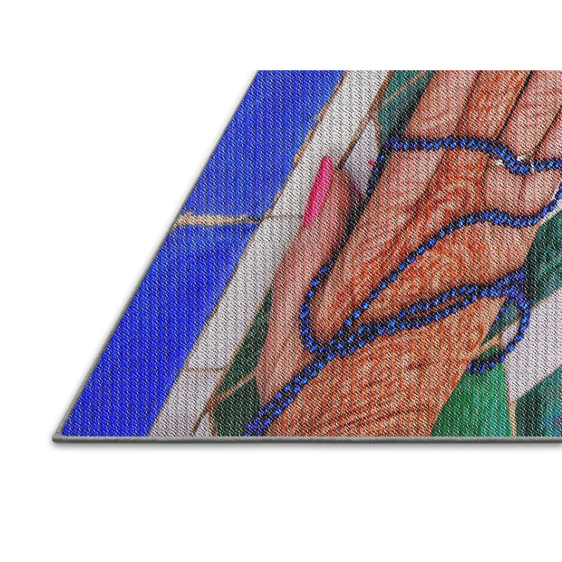 Tapis à motifs vert/bleu/orange zone orange Strouth, Rectangle 5 pi x 7 pi