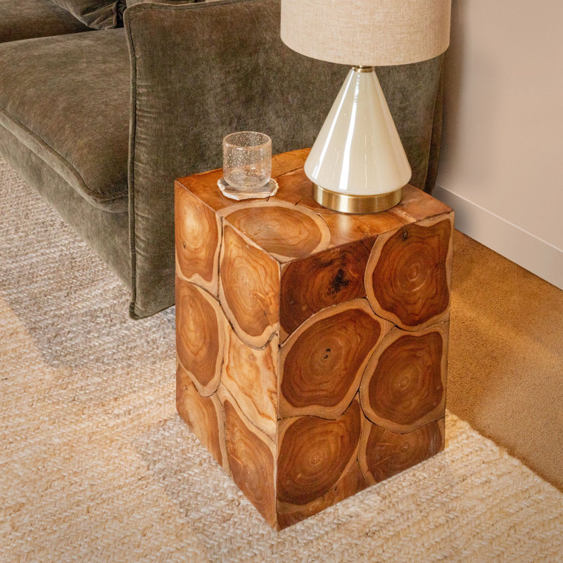 Mesa Square Teak Root Slice End Table