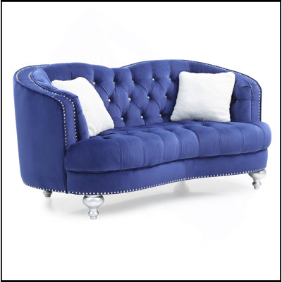 Charming Blue Traditional Loveseat