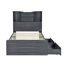 Base de lit plateforme de rangement avec 4 tablettes de rangement ouvertes et 2 tiroirs de rangement-337801215