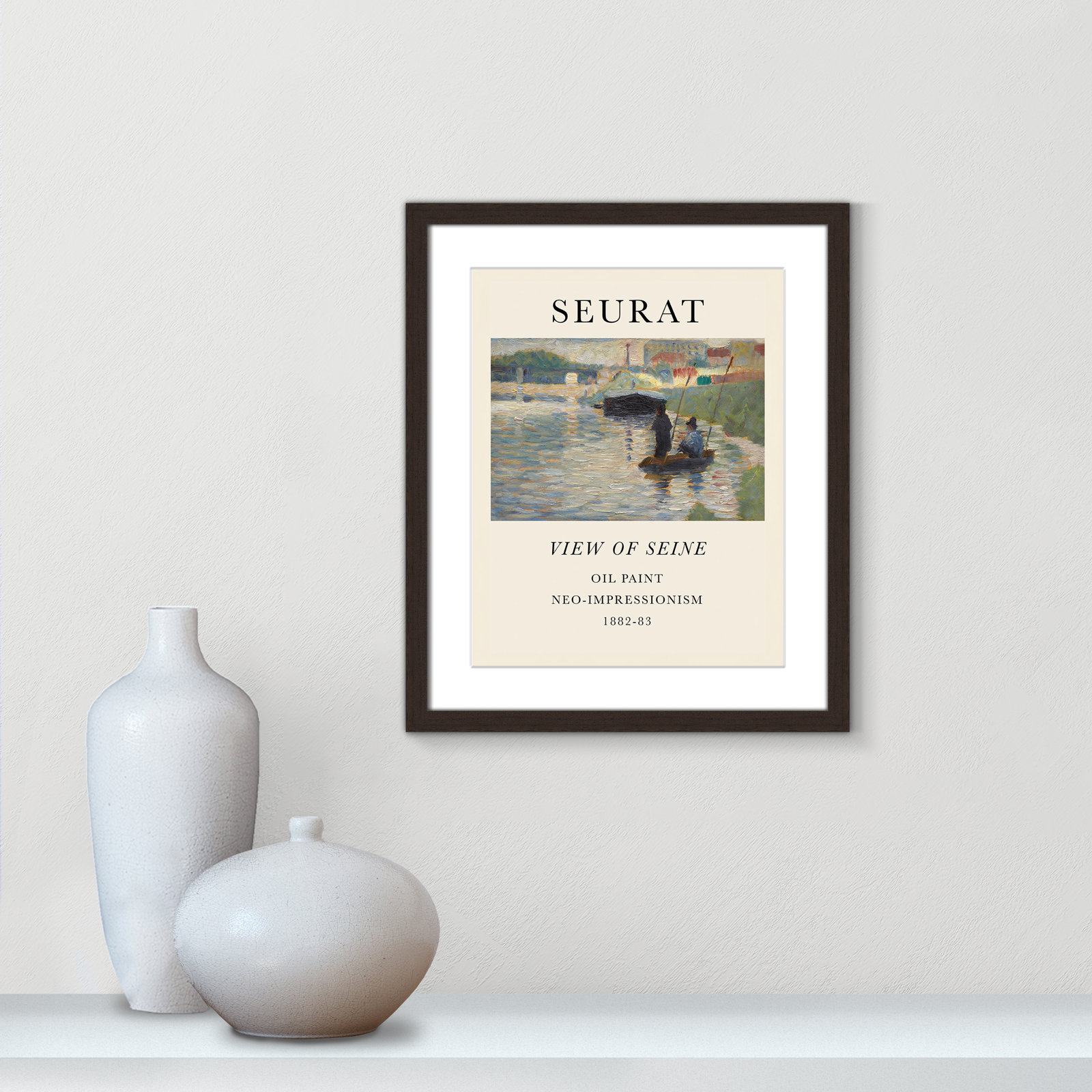 View Of Seine by Georges Seurat, Yes, 19" H x 16" W x 1.25" D, Walnut Single Picture Frame