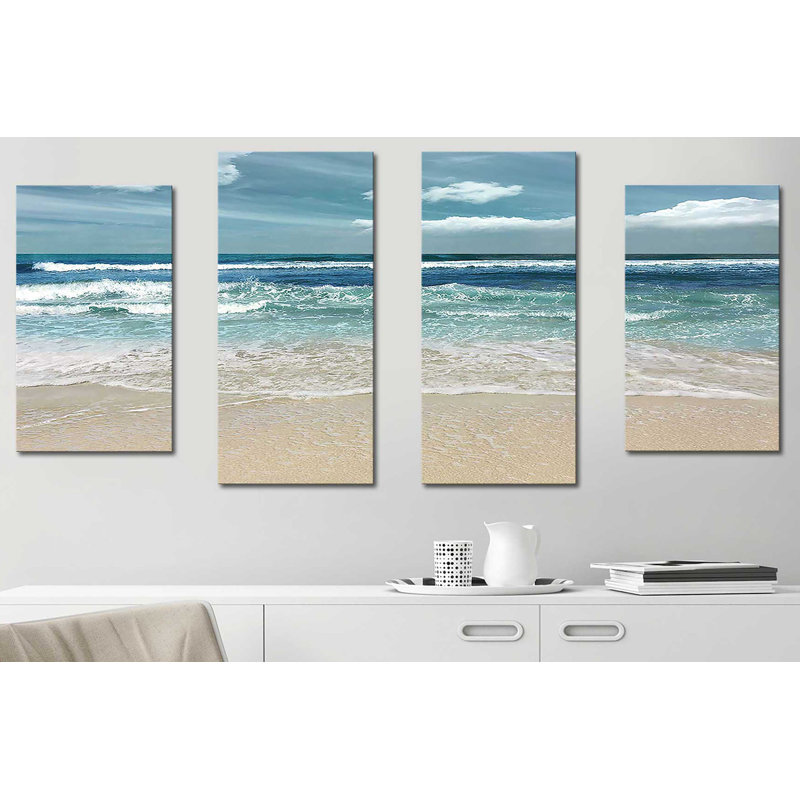 Symphonie de la mer - ensemble de 4 photographies sur toile tendue, H 30 po x l 56 po x P 1 po
