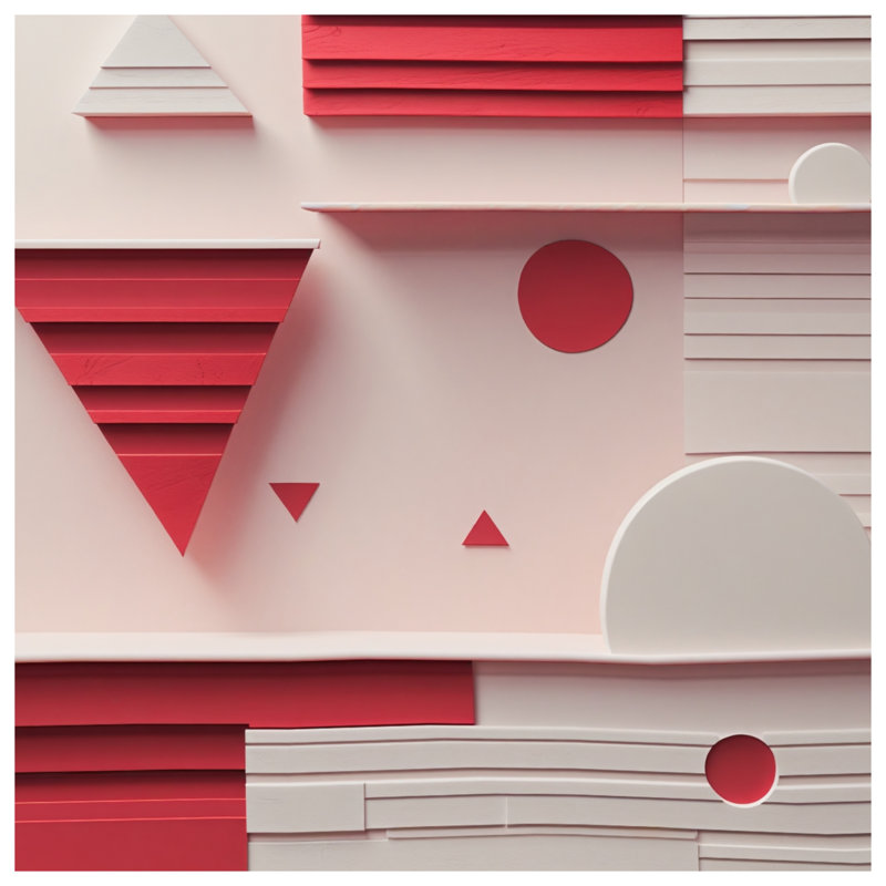 Red White Geometric Shapes Comforter, Queen