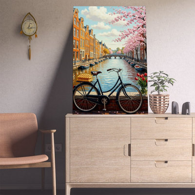 Canvas Wall Art Amsterdam Wall Art, Netherlands Canal Art Print-1 Vintage Poster Print Home Decor