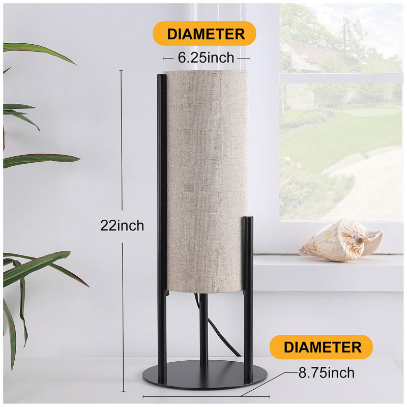 Lampe de table en métal 22 po H 22 po pour salon, lampe de chevet pour chambre à coucher, lampe DEL