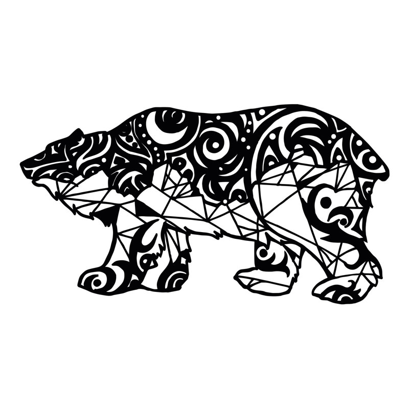 Adhésif décoratif ours polaire, H 15 po x l 28 po, Noir