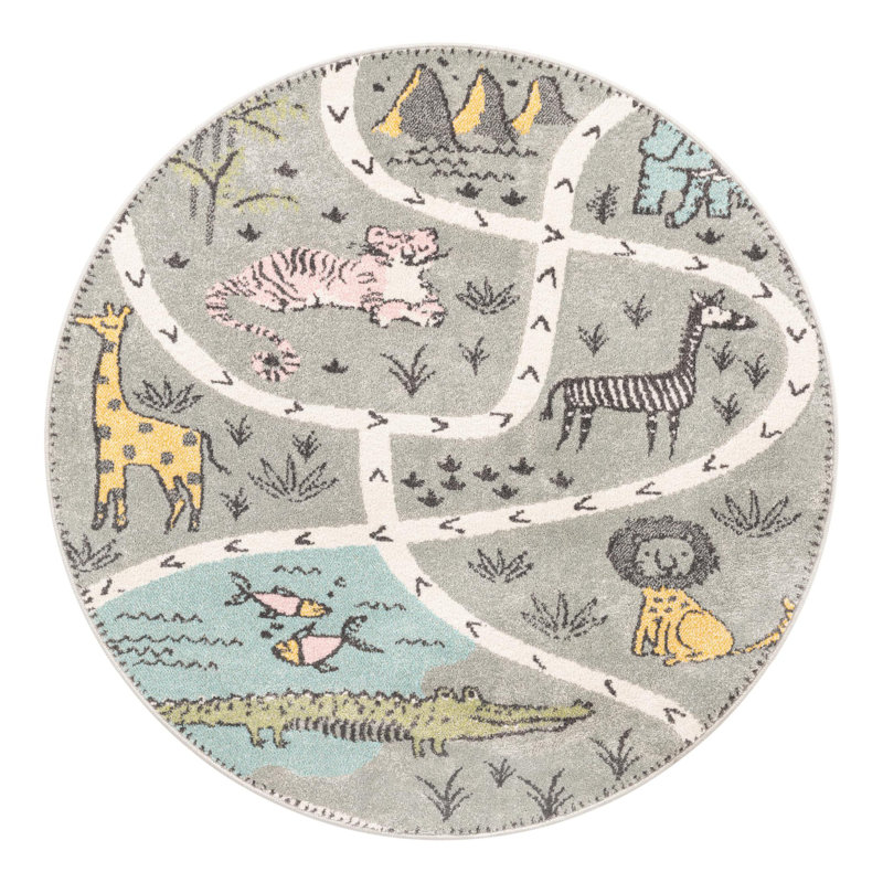 Polypropylene Plastic Rug, Round 5'3"