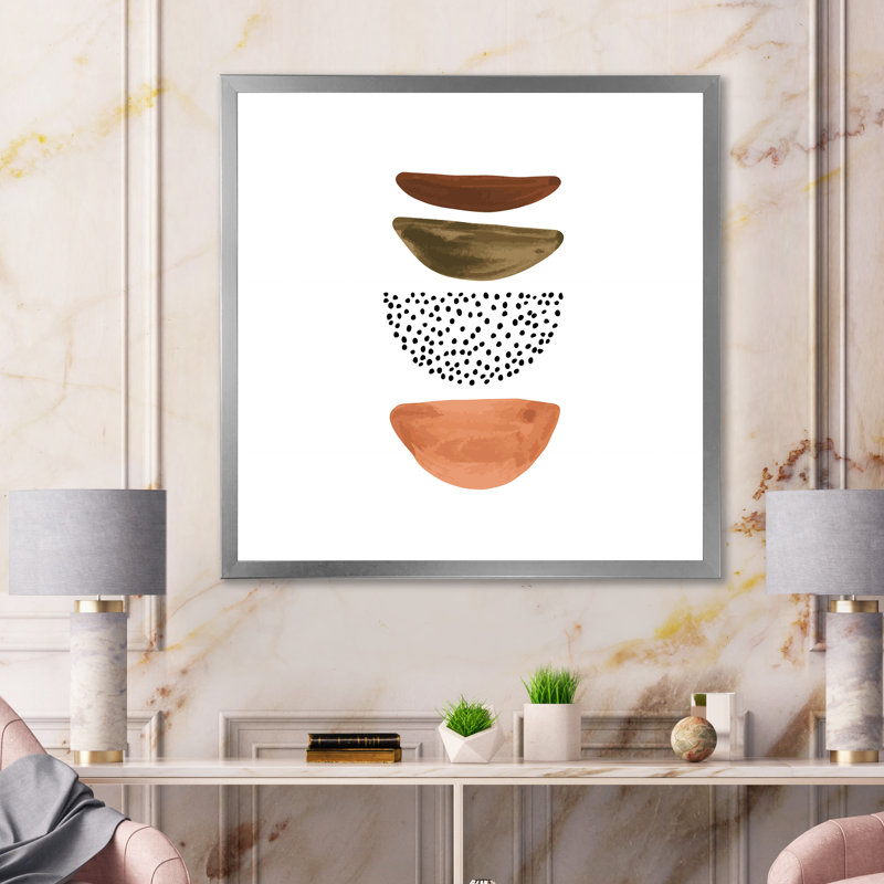 «Four Half Moon Geometrics», reproduction d'art moderne sur toile, H 16 po x l 16 po x P 1 po, Cadre photo argenté