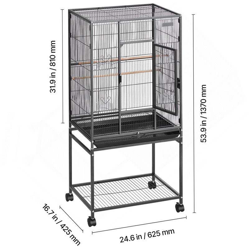 Cage à oiseaux stable en fer forgé avec mobilité facile