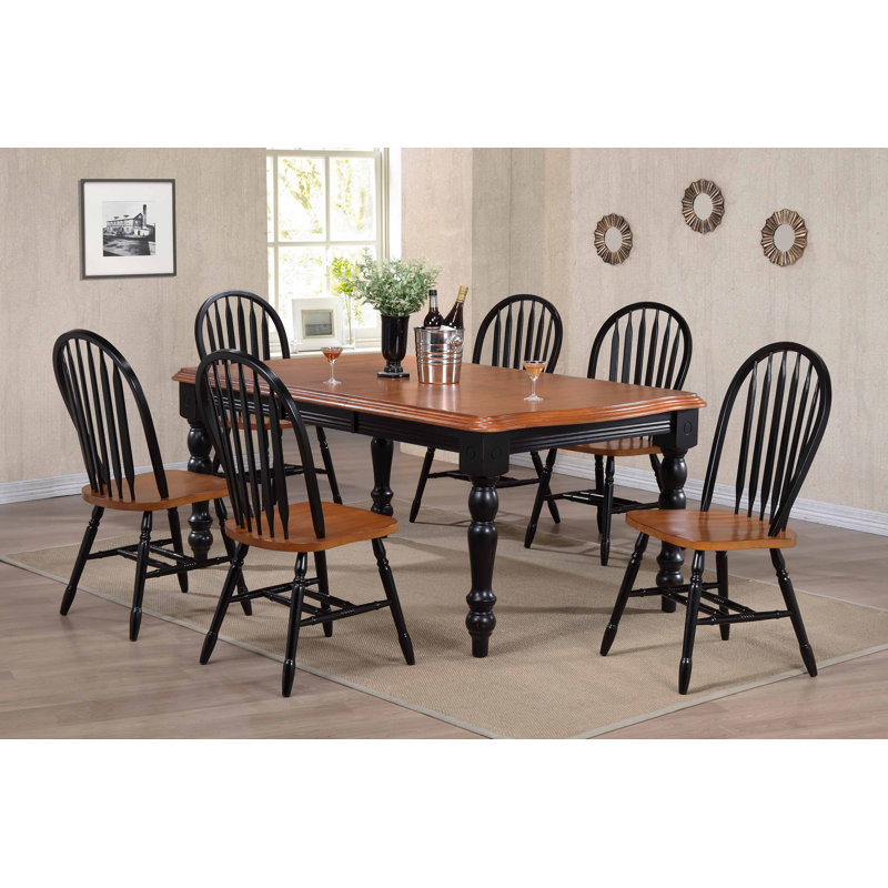 Azizi Extendable Oak Dining Table, Antique Black / Cherry